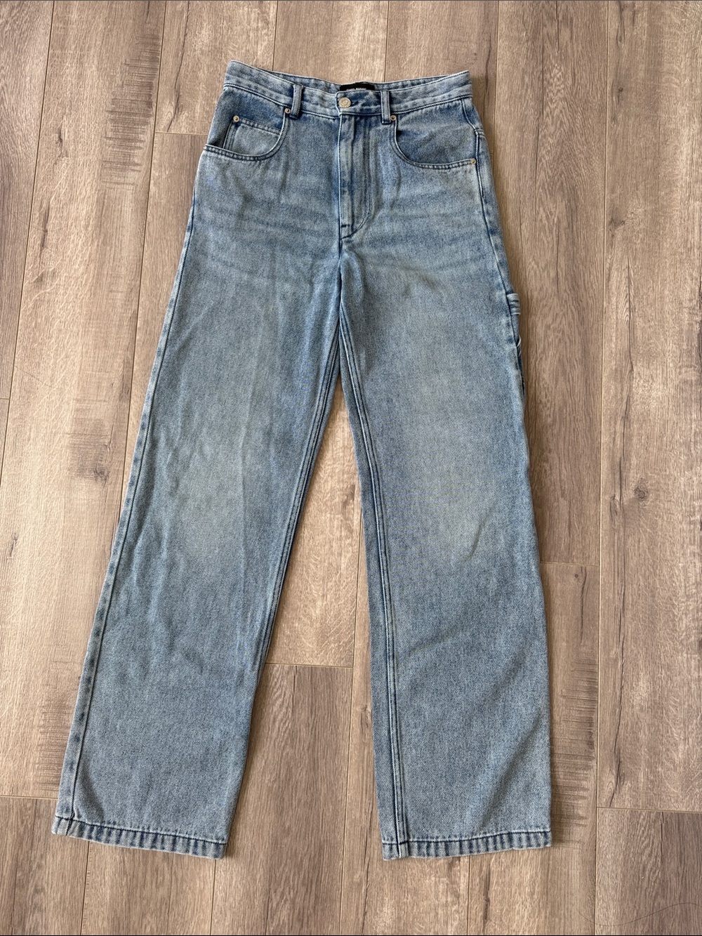 Isabel Marant Paryama Wide Leg Cargo Jeans 34 US 2 Utility Carpenter Denim - Picture 2 of 9
